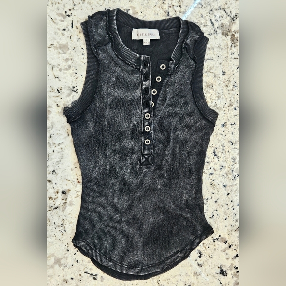 Hippie Rose Black Sleeveless Tank Top, Size Small - Picture 1 of 3